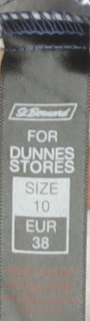 Dunnes Stores Womens Blue Geometric Stretch Cotton Trousers Size 10