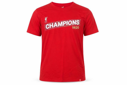 Front view of LFC Men’s Red Champions 19/20 Cotton Graphic T-Shirt, size M