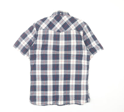 Firetrap Men's Blue Red Plaid Button-Up Cotton Short Sleeve Shirt Size S