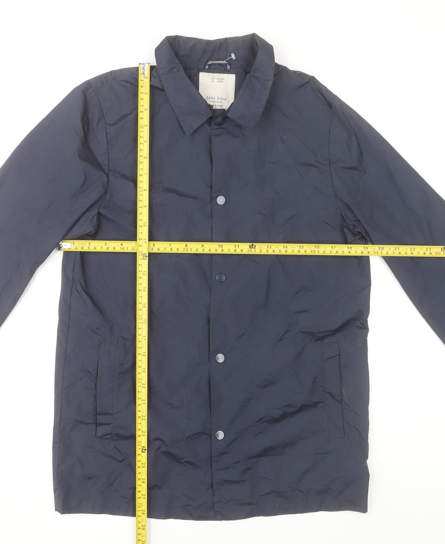 Zara Boys Blue Polyurethane Mid-Length Jacket 13-14 Years
