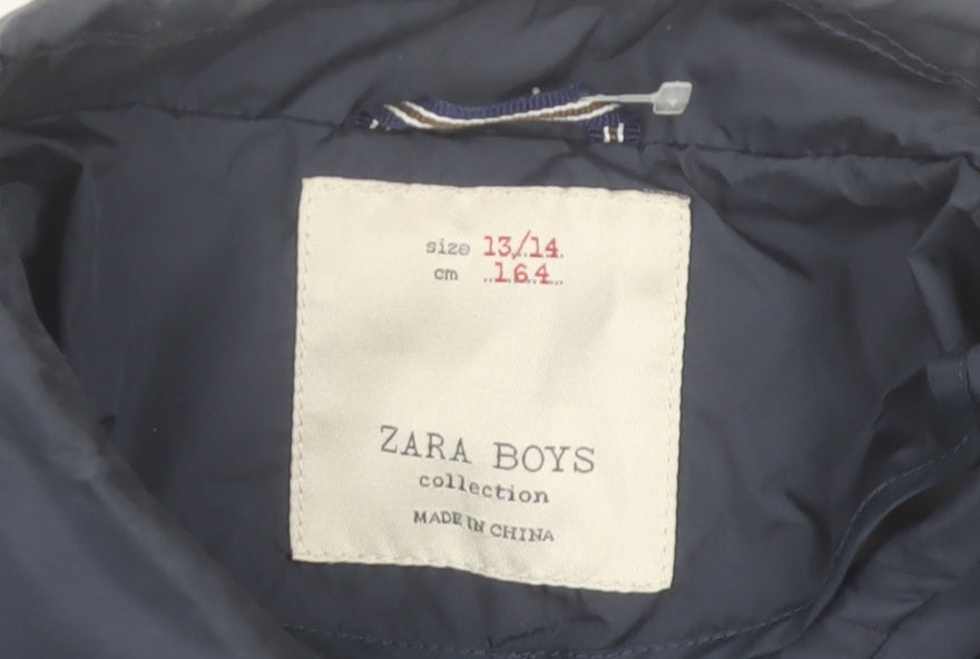 Zara Boys Blue Polyurethane Mid-Length Jacket 13-14 Years