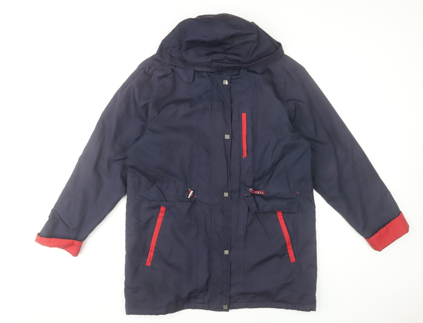 Classics Women's Blue Hooded Parka Jacket Size M Lined Polyester Coat