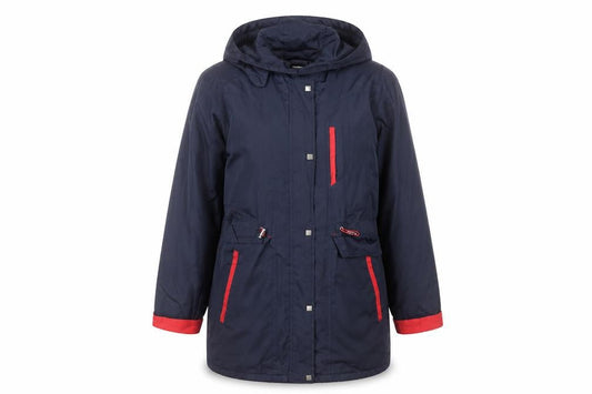 Classics Women's Blue Hooded Parka Jacket Size M Lined Polyester Coat