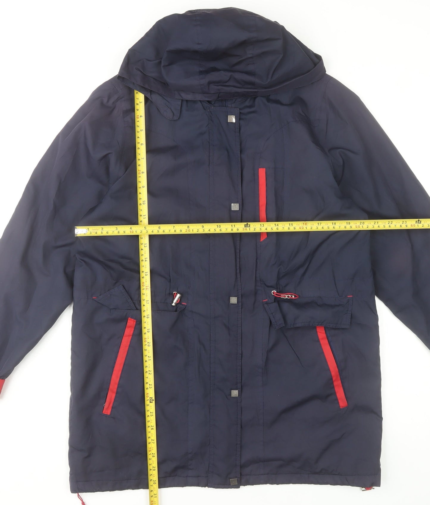 Classics Women's Blue Hooded Parka Jacket Size M Lined Polyester Coat