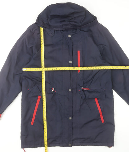 Classics Women's Blue Hooded Parka Jacket Size M Lined Polyester Coat