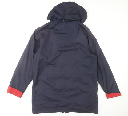 Classics Women's Blue Hooded Parka Jacket Size M Lined Polyester Coat