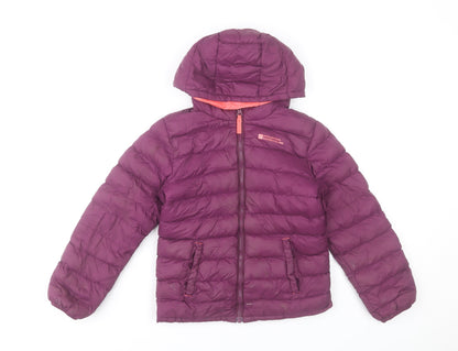 Mountain Warehouse Girls Purple Hooded Puffer Jacket 7-8 Years Winter Coat