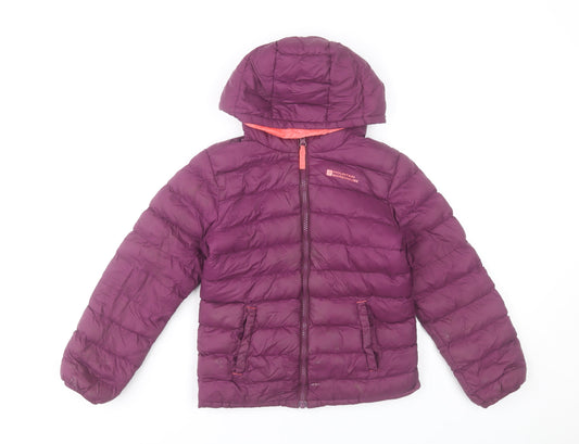 Mountain Warehouse Girls Purple Hooded Puffer Jacket 7-8 Years Winter Coat