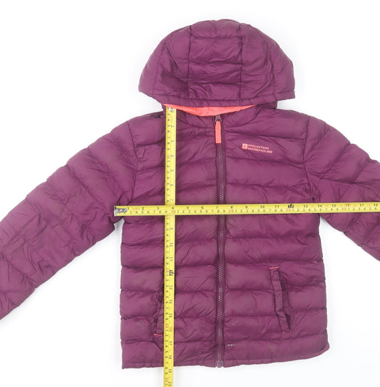 Mountain Warehouse Girls Purple Hooded Puffer Jacket 7-8 Years Winter Coat