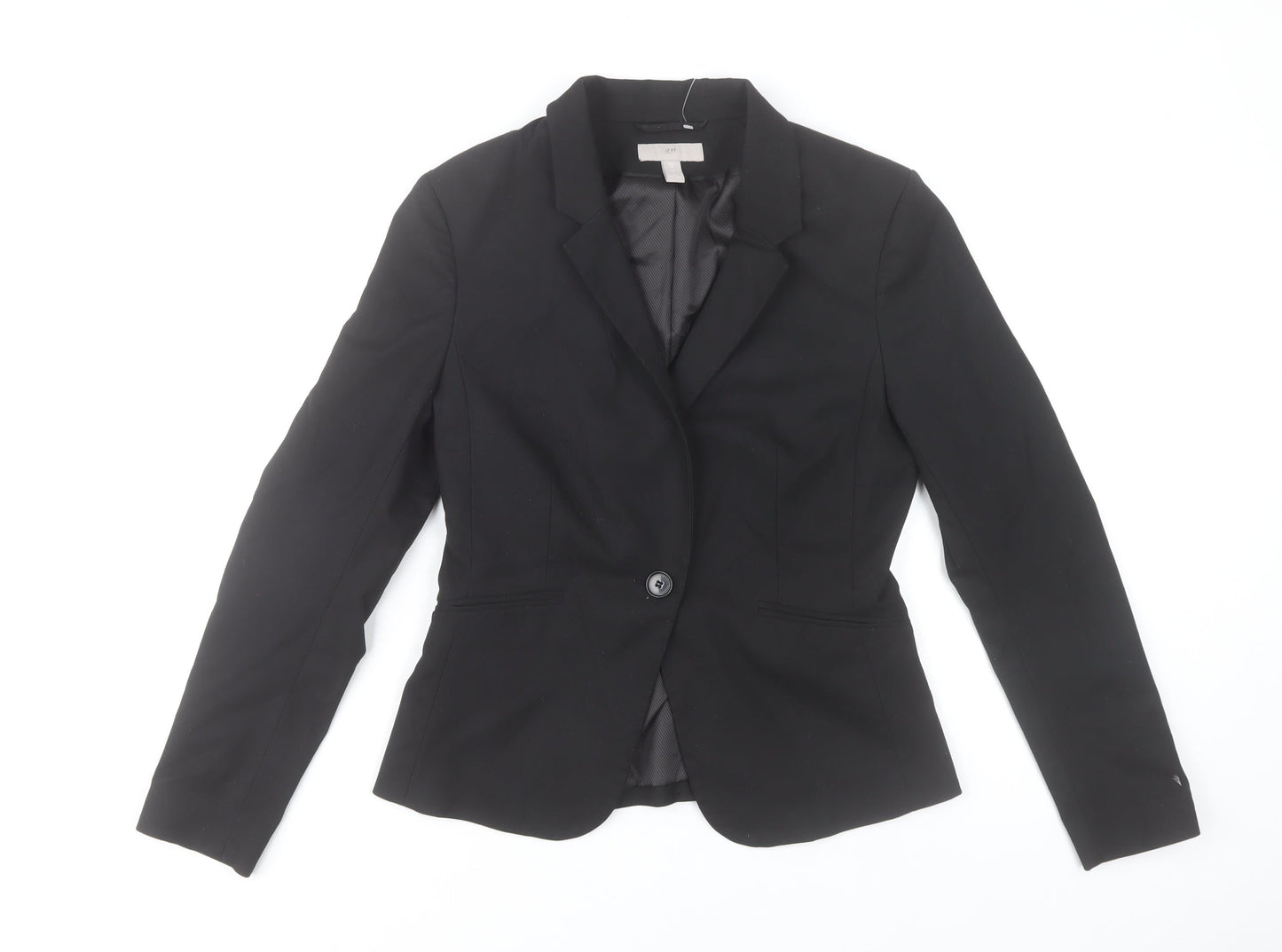 H&M Women's Black Tailored Notch Lapel Blazer Size 10
