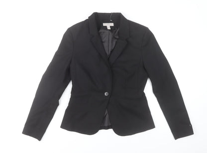 H&M Women's Black Tailored Notch Lapel Blazer Size 10