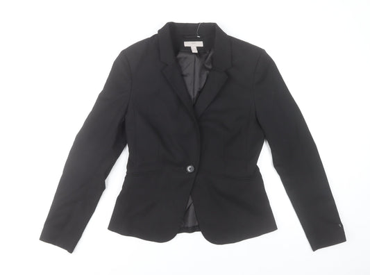 H&M Women's Black Tailored Notch Lapel Blazer Size 10