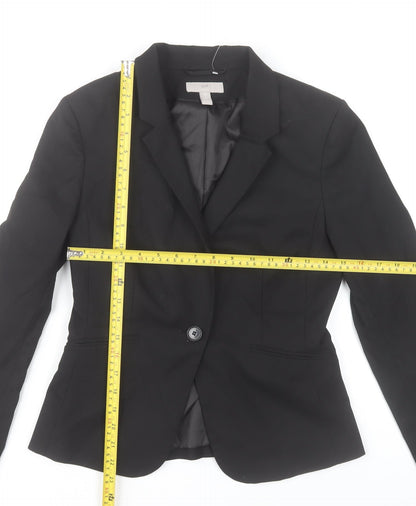 H&M Women's Black Tailored Notch Lapel Blazer Size 10