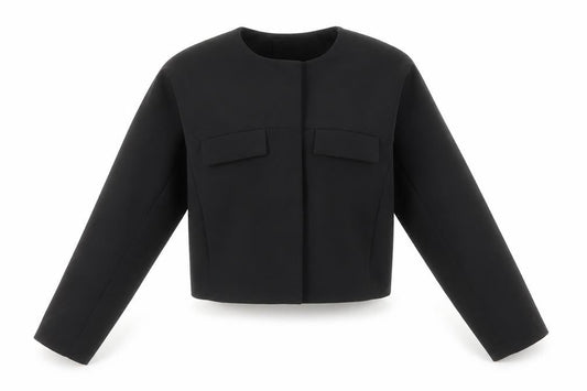 MNG Women's Black Cropped Basic Jacket XS Regular Fit