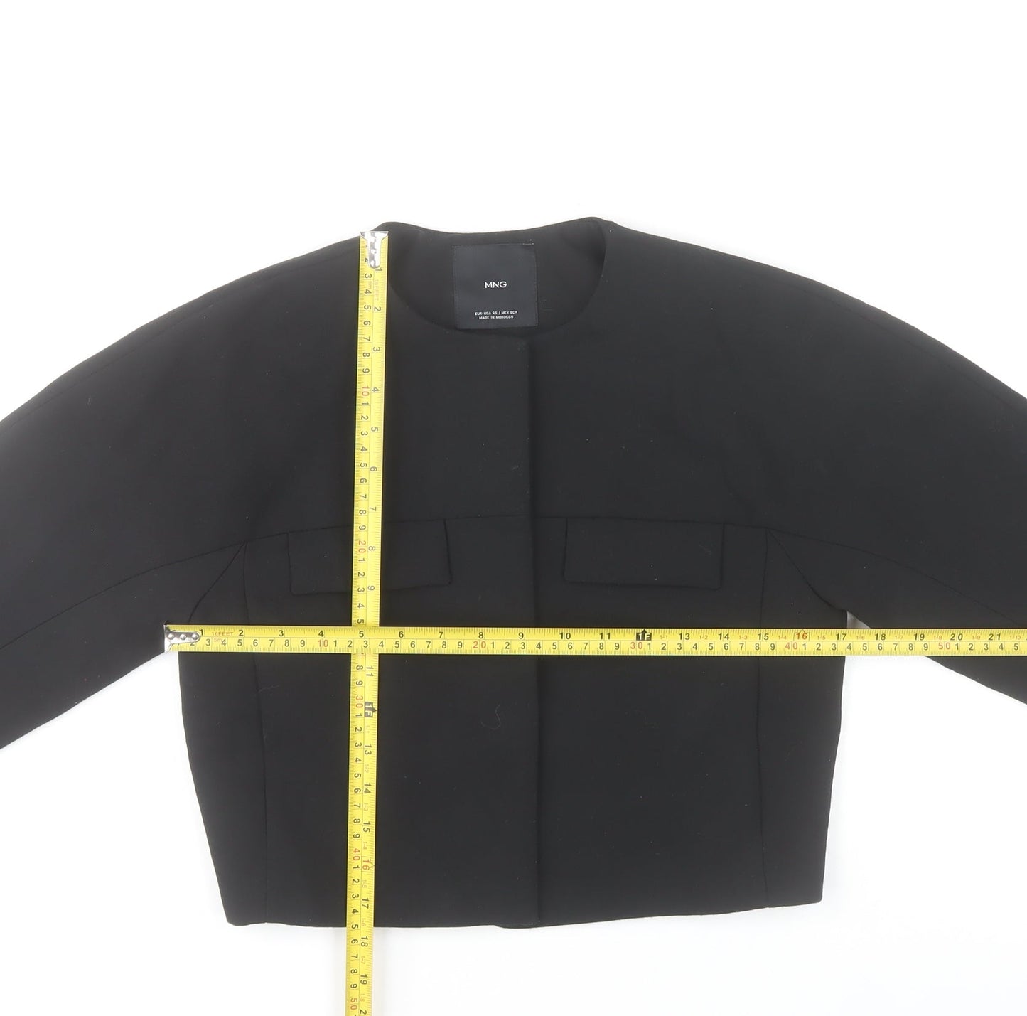 MNG Women's Black Cropped Basic Jacket XS Regular Fit
