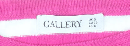 Gallery Women's Pink & White Striped 3/4 Sleeve Pullover Jumper Size S