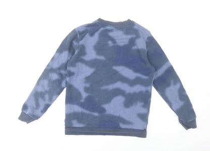 Adidas Boys Blue Sweatshirt 11-12 Years Pullover Crew Neck Logo Print