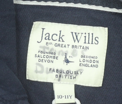 Jack Wills Boys Navy Blue Pullover Hoodie 10-11 Years Cotton Blend