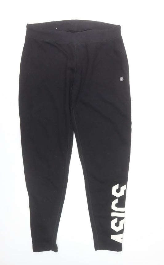 ASICS Men's Black XL Jogger Trousers with Logo and Ankle Zip