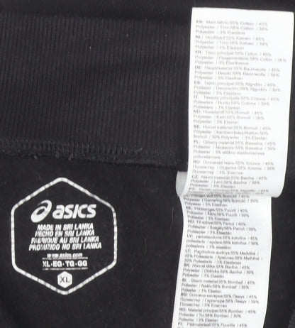 ASICS Men's Black XL Jogger Trousers with Logo and Ankle Zip