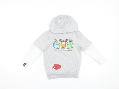 Among Us Boys Grey Graphic Pullover Hoodie Size 5-6 Years Cotton Blend