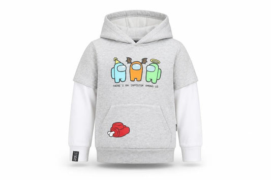 Among Us Boys Grey Graphic Pullover Hoodie Size 5-6 Years Cotton Blend