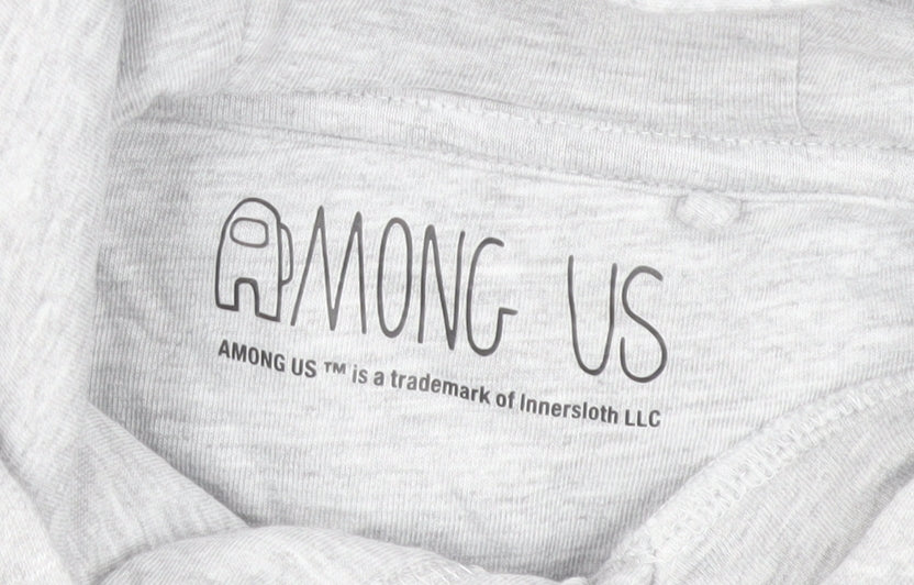 Among Us Boys Grey Graphic Pullover Hoodie Size 5-6 Years Cotton Blend