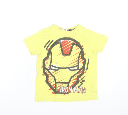 Marvel Boys Yellow Iron Man Graphic Short Sleeve T-Shirt 6-7 Years