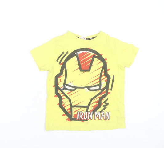 Marvel Boys Yellow Iron Man Graphic Short Sleeve T-Shirt 6-7 Years