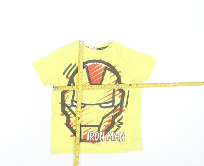 Marvel Boys Yellow Iron Man Graphic Short Sleeve T-Shirt 6-7 Years