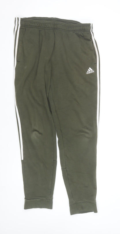 Adidas Mens Khaki Green Joggers L Cotton Blend Sweatpants Casual
