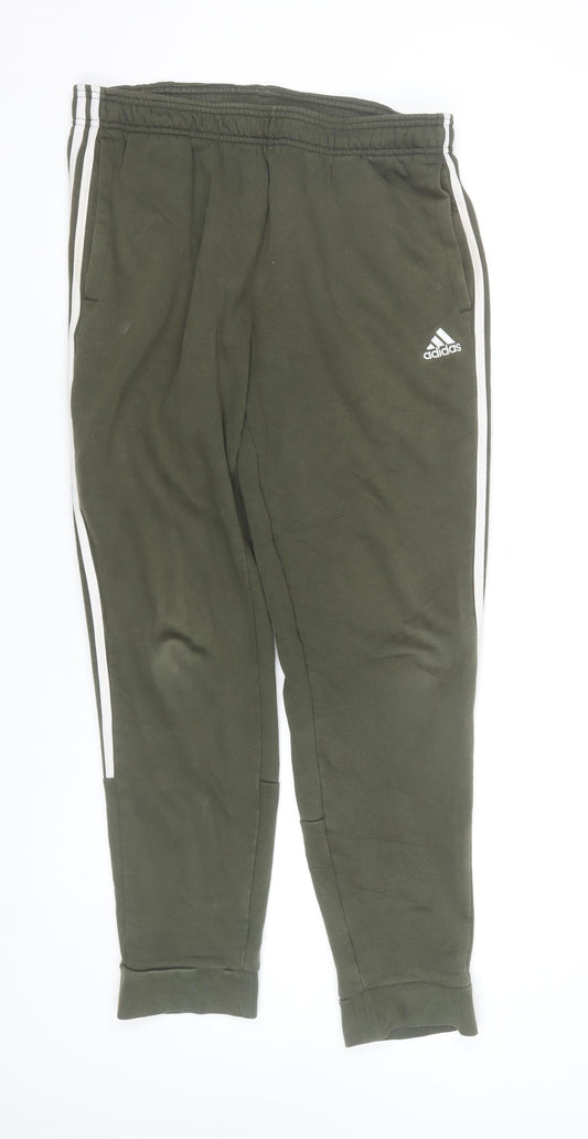 Adidas Mens Khaki Green Joggers L Cotton Blend Sweatpants Casual