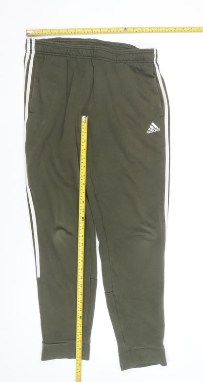 Adidas Mens Khaki Green Joggers L Cotton Blend Sweatpants Casual