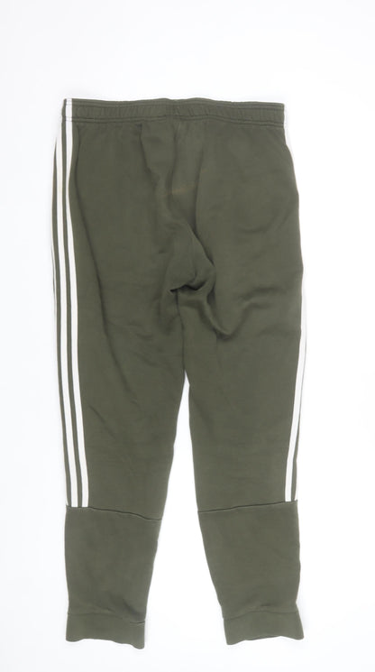 Adidas Mens Khaki Green Joggers L Cotton Blend Sweatpants Casual
