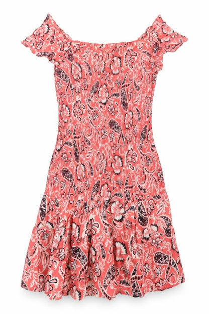Mango Women’s Pink Floral Off Shoulder Skater Dress Size 10