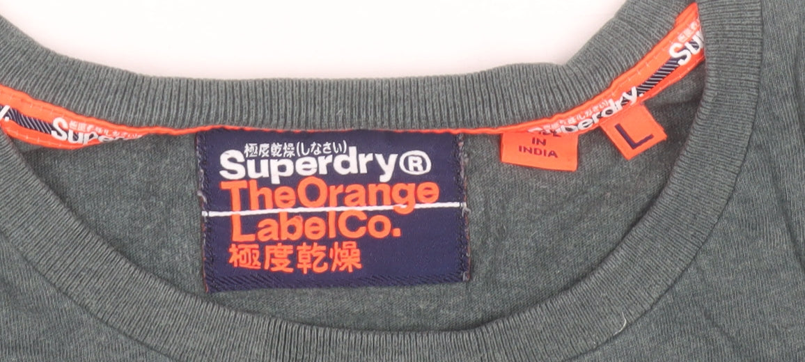 Superdry Men's Green Crew Neck Cotton T-Shirt Size L