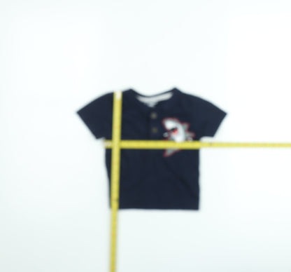 Garanimals Boys Blue Shark Graphic Henley T-Shirt 2 Years Cotton Blend