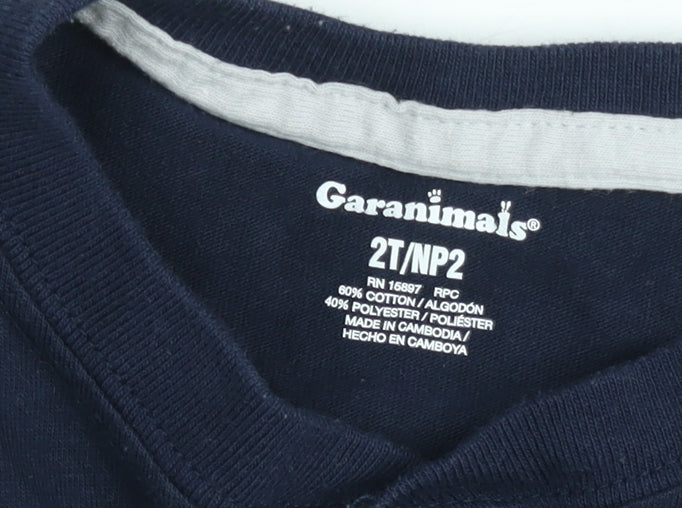 Garanimals Boys Blue Shark Graphic Henley T-Shirt 2 Years Cotton Blend