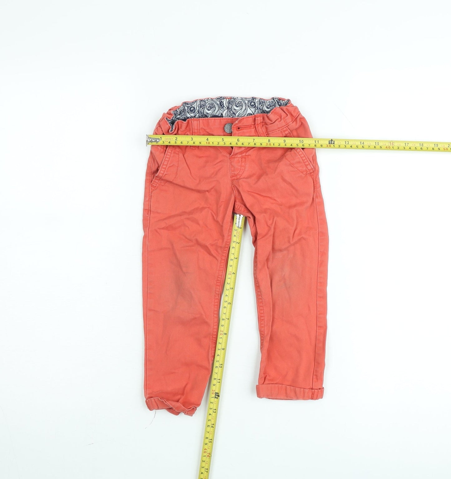 Marks and Spencer Boys Red Chino Trousers 2-3 Years Regular Fit Cotton