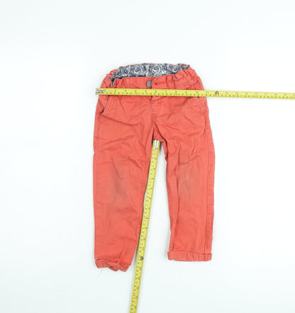 Marks and Spencer Boys Red Chino Trousers 2-3 Years Regular Fit Cotton