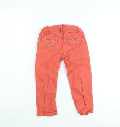 Marks and Spencer Boys Red Chino Trousers 2-3 Years Regular Fit Cotton