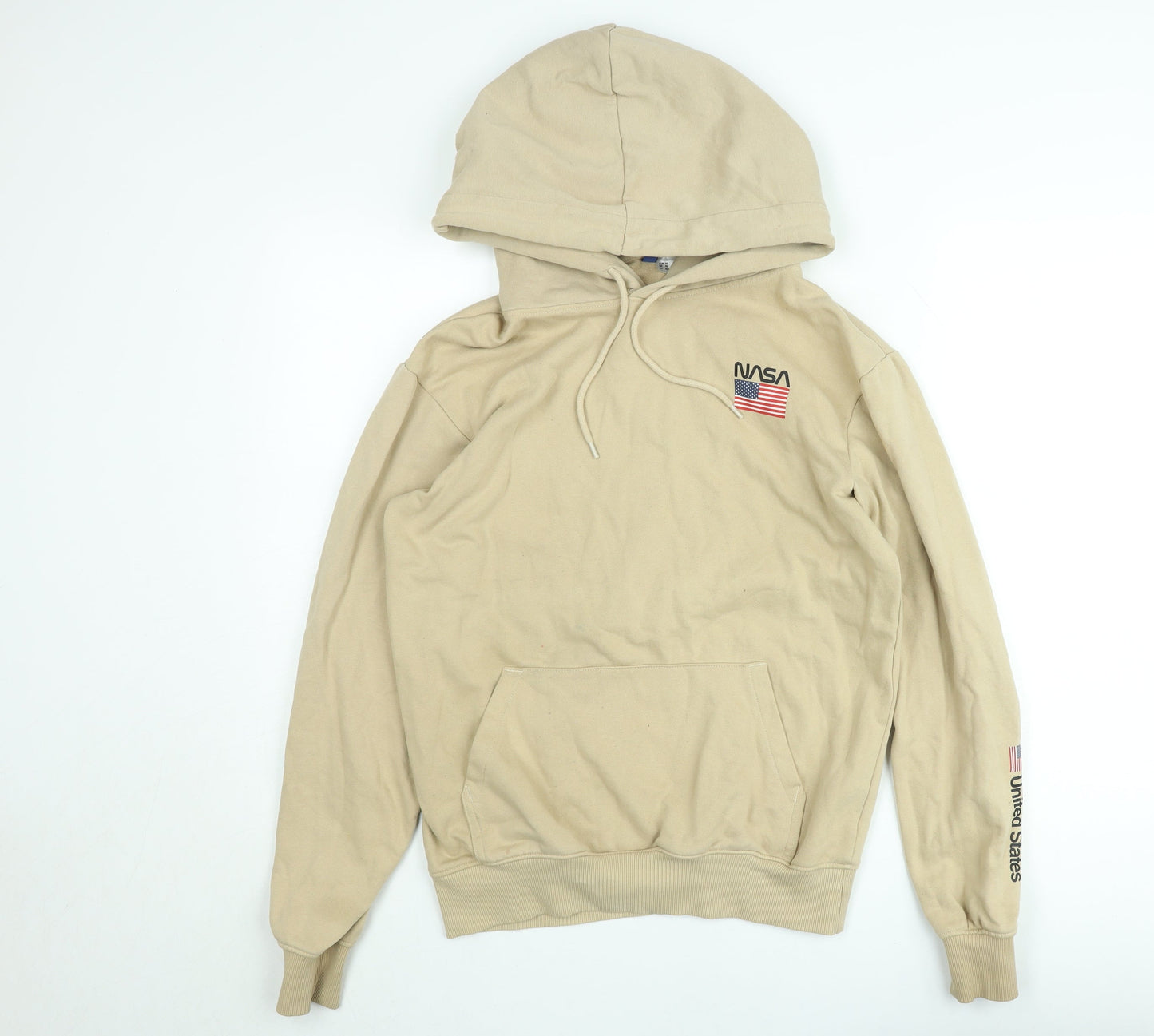 H&M Divided Women's Beige NASA Hoodie XS - Cotton Pullover Sweatshirt
