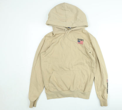 H&M Divided Women's Beige NASA Hoodie XS - Cotton Pullover Sweatshirt