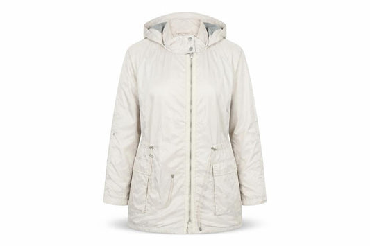 Laura Ashley Women’s Beige Hooded Mid-Length Parka Coat Size 14