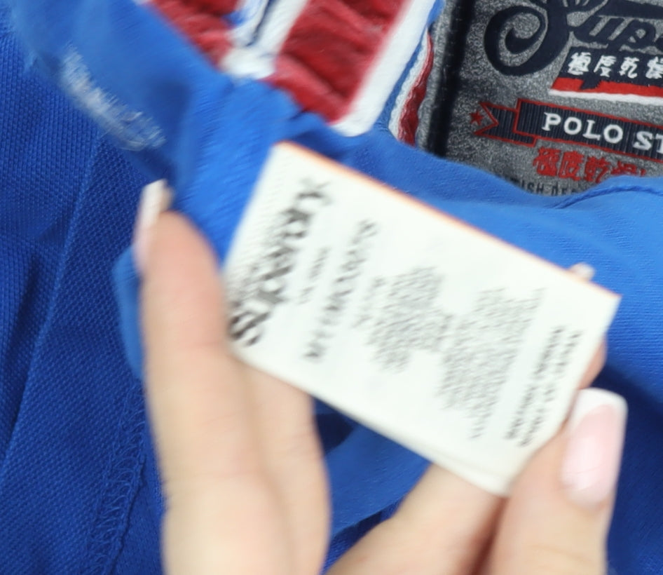 Superdry Men's Blue 2XL Classic Polo Shirt Cotton Regular Fit