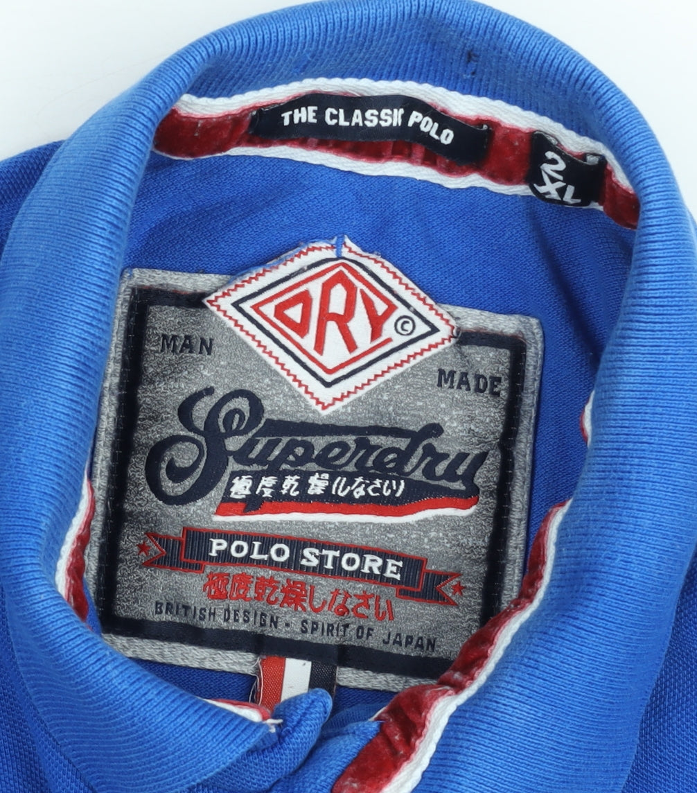 Superdry Men's Blue 2XL Classic Polo Shirt Cotton Regular Fit