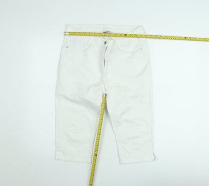 Odyssee Womens White Cotton Stretch Capri Trousers Size M