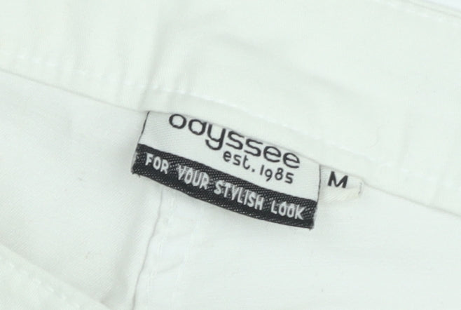 Odyssee Womens White Cotton Stretch Capri Trousers Size M