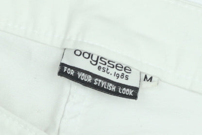 Odyssee Womens White Cotton Stretch Capri Trousers Size M