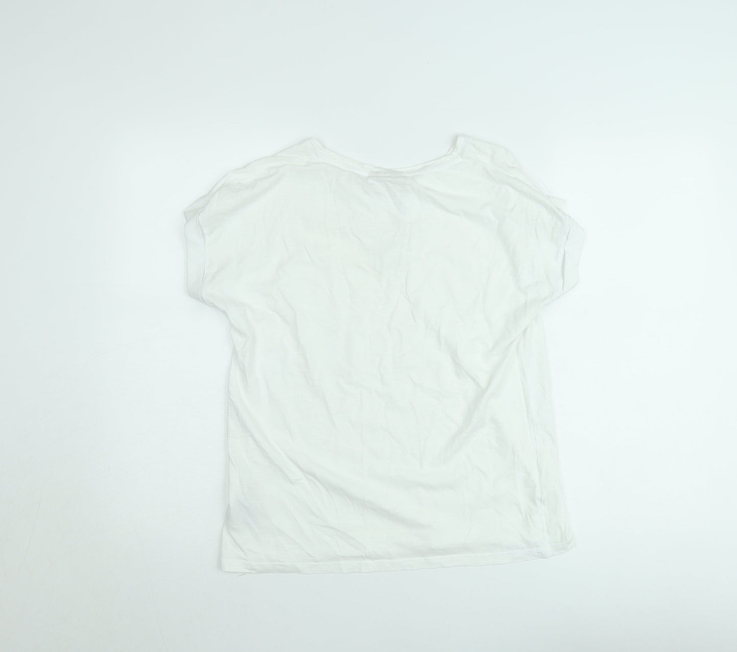 FREE/QUENT Women's White Basic V-Neck Short Sleeve T-Shirt M
